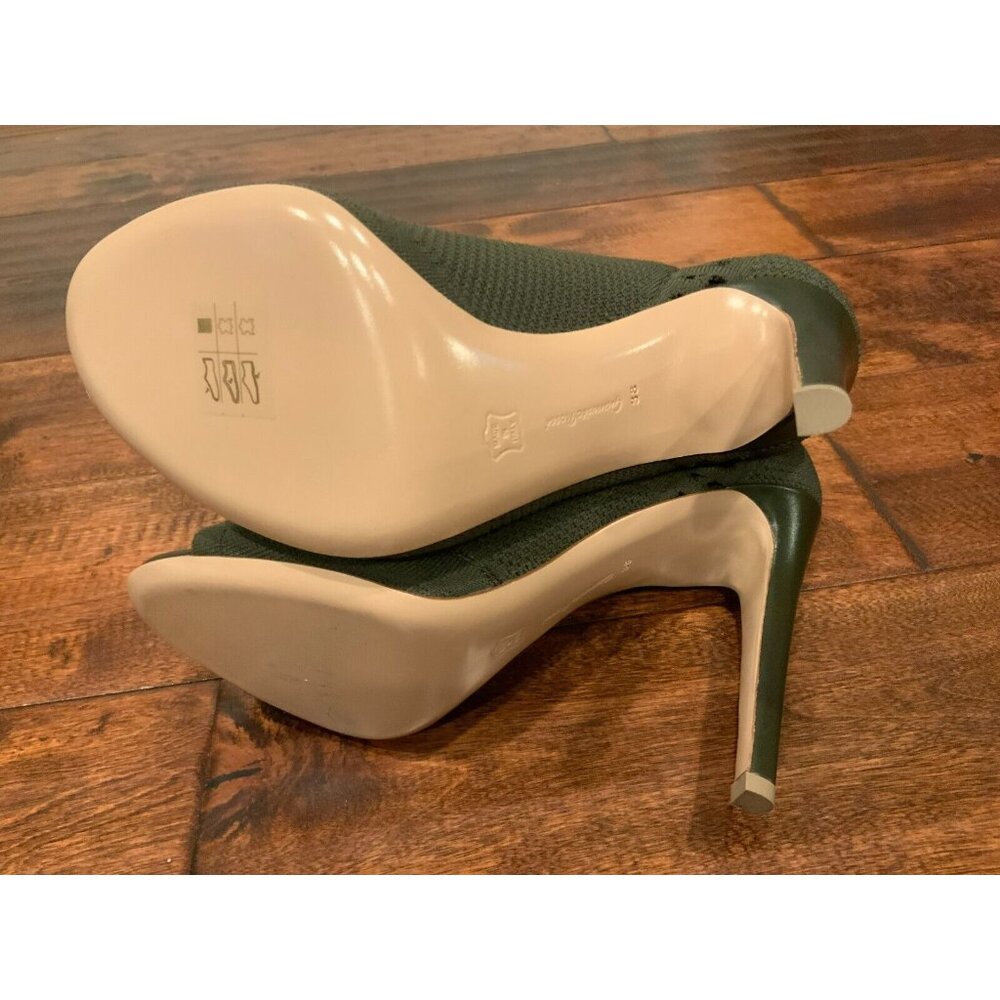 Gianvito Rossi Knit Vires Green 5 Star Knit Fabric Peep Toe Booties, Size 8 / 38 - Picture 9 of 10
